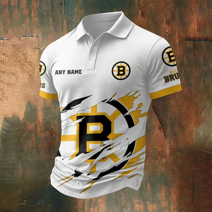 LIMITED EDITION - NEW CUSTOMIZED NHL02 BTB BOSTON BRUINS POLO SHIRT