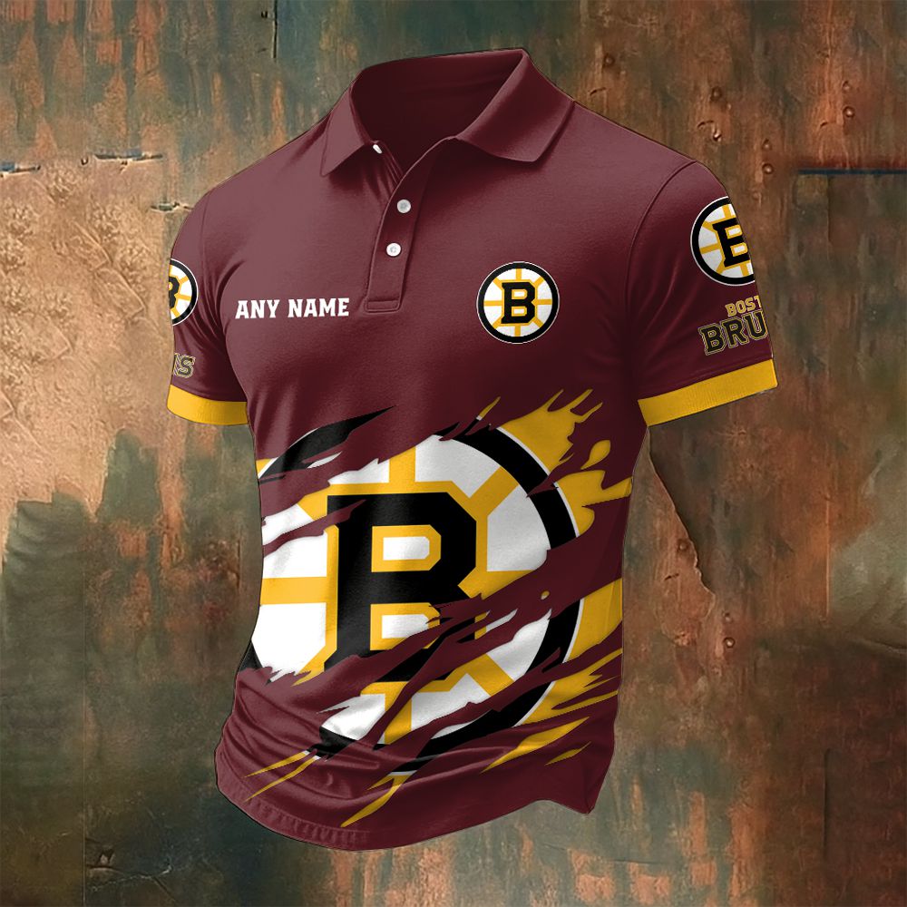 LIMITED EDITION - NEW CUSTOMIZED NHL02 BTB BOSTON BRUINS POLO SHIRT