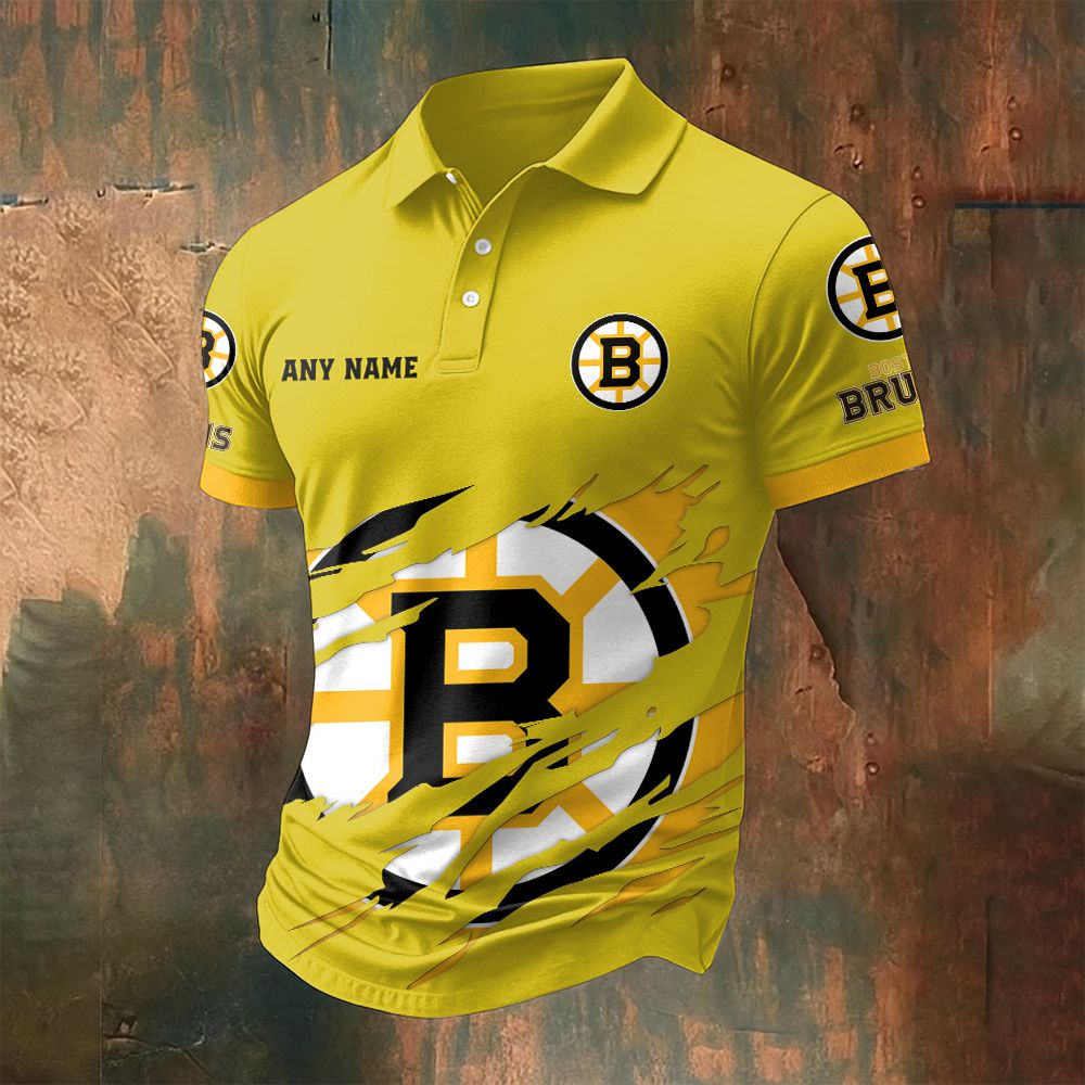 LIMITED EDITION - NEW CUSTOMIZED NHL02 BTB BOSTON BRUINS POLO SHIRT