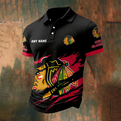 LIMITED EDITION - NEW CUSTOMIZED NHL08 CBH CHICAGO BLACKHAWKS POLO SHIRT
