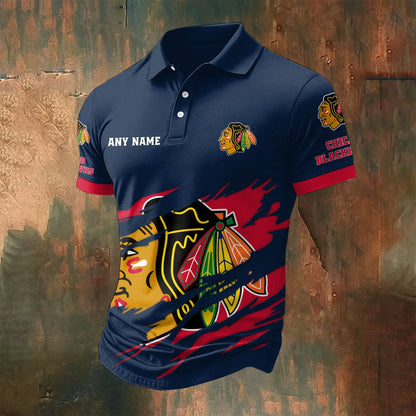 LIMITED EDITION - NEW CUSTOMIZED NHL08 CBH CHICAGO BLACKHAWKS POLO SHIRT