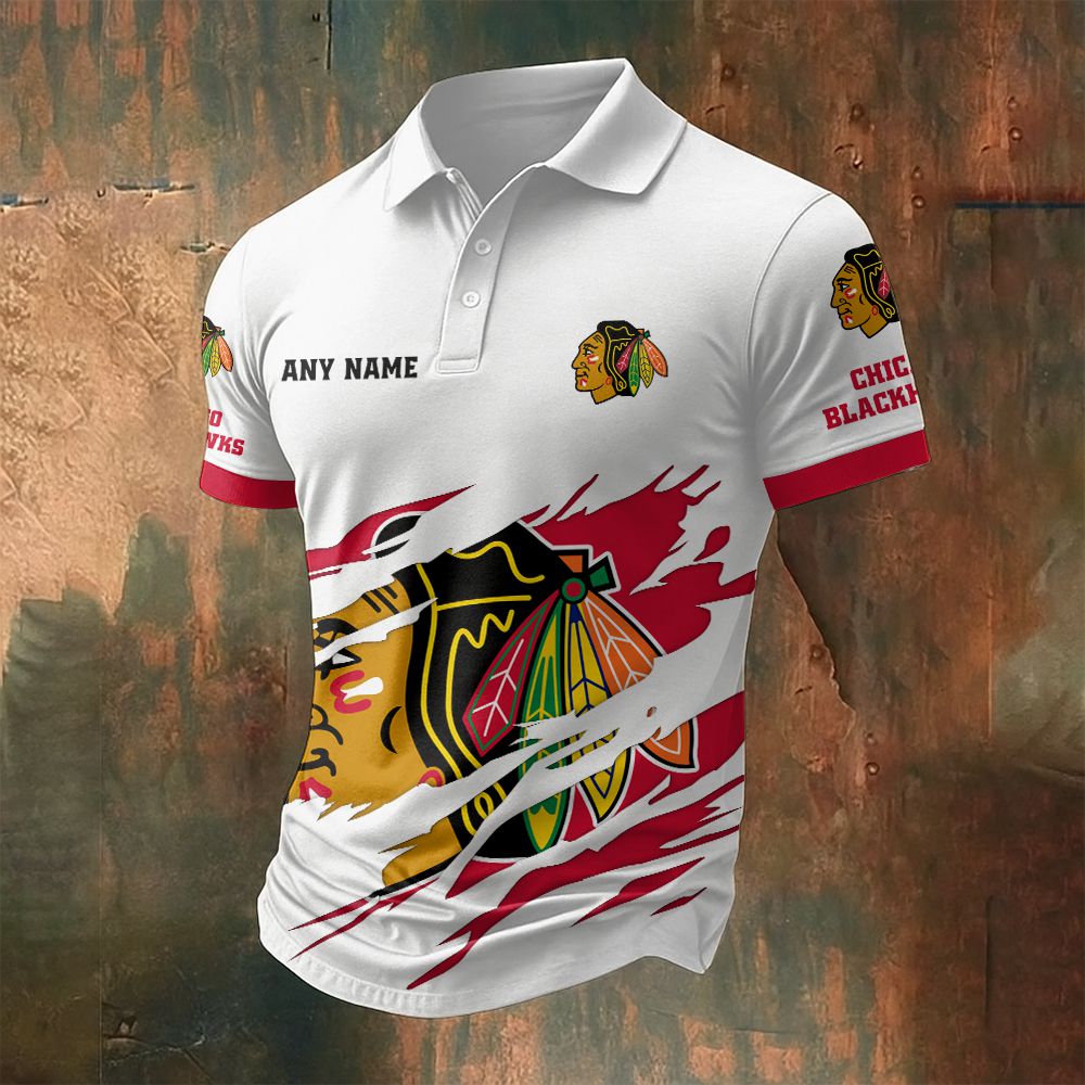 LIMITED EDITION - NEW CUSTOMIZED NHL08 CBH CHICAGO BLACKHAWKS POLO SHIRT