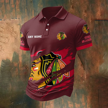 LIMITED EDITION - NEW CUSTOMIZED NHL08 CBH CHICAGO BLACKHAWKS POLO SHIRT