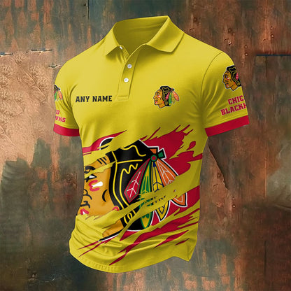 LIMITED EDITION - NEW CUSTOMIZED NHL08 CBH CHICAGO BLACKHAWKS POLO SHIRT