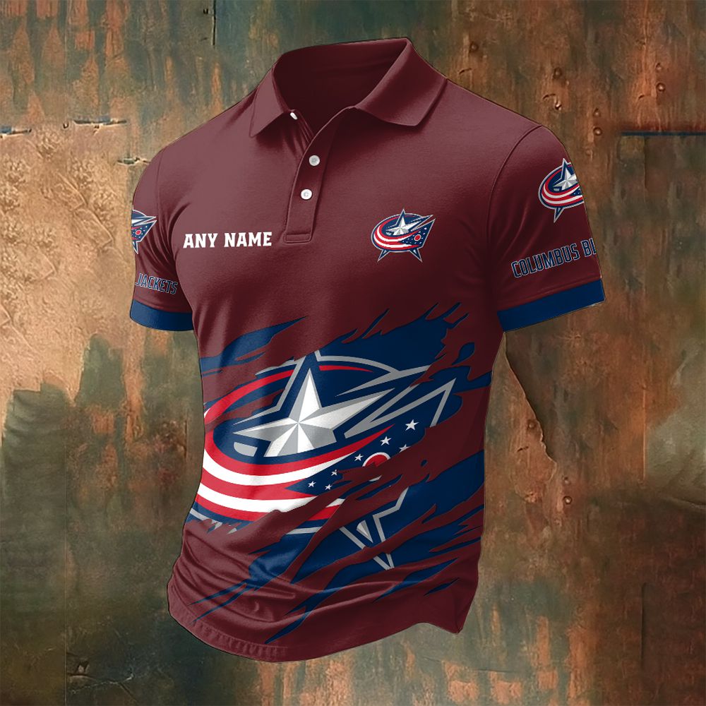 LIMITED EDITION - NEW CUSTOMIZED NHL18 CBJ COLUMBUS BLUE JACKETS POLO SHIRT