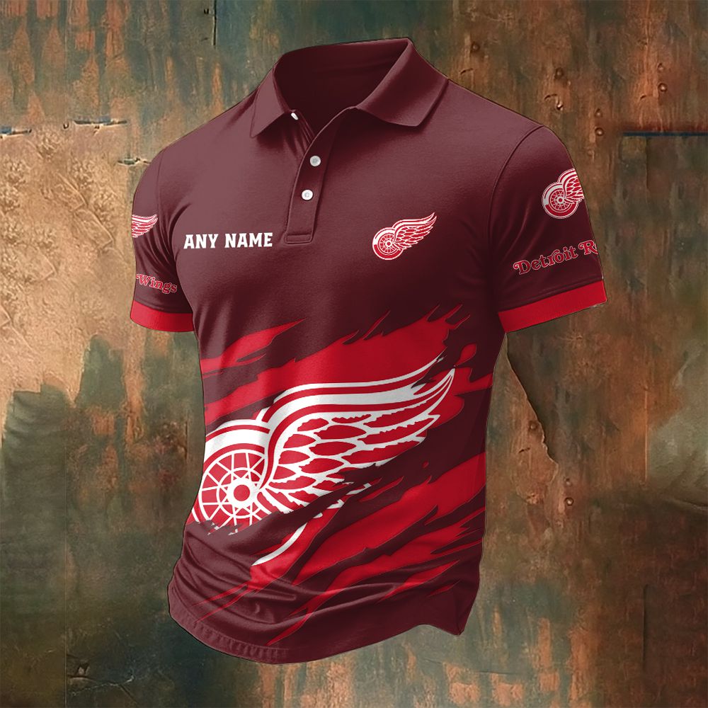 LIMITED EDITION - NEW CUSTOMIZED NHL22 DRW DETROIT RED WINGS POLO SHIRT