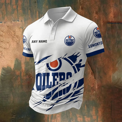 LIMITED EDITION - NEW CUSTOMIZED NHL03 EMO EDMONTON OILERS POLO SHIRT