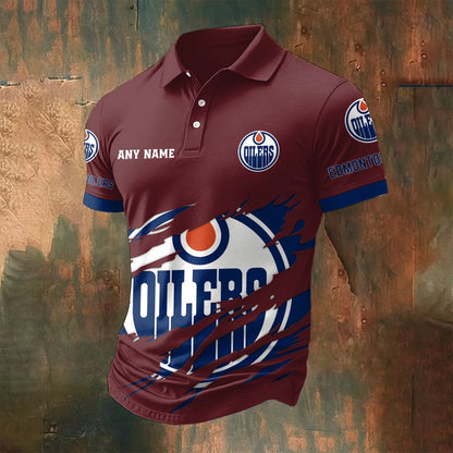 LIMITED EDITION - NEW CUSTOMIZED NHL03 EMO EDMONTON OILERS POLO SHIRT