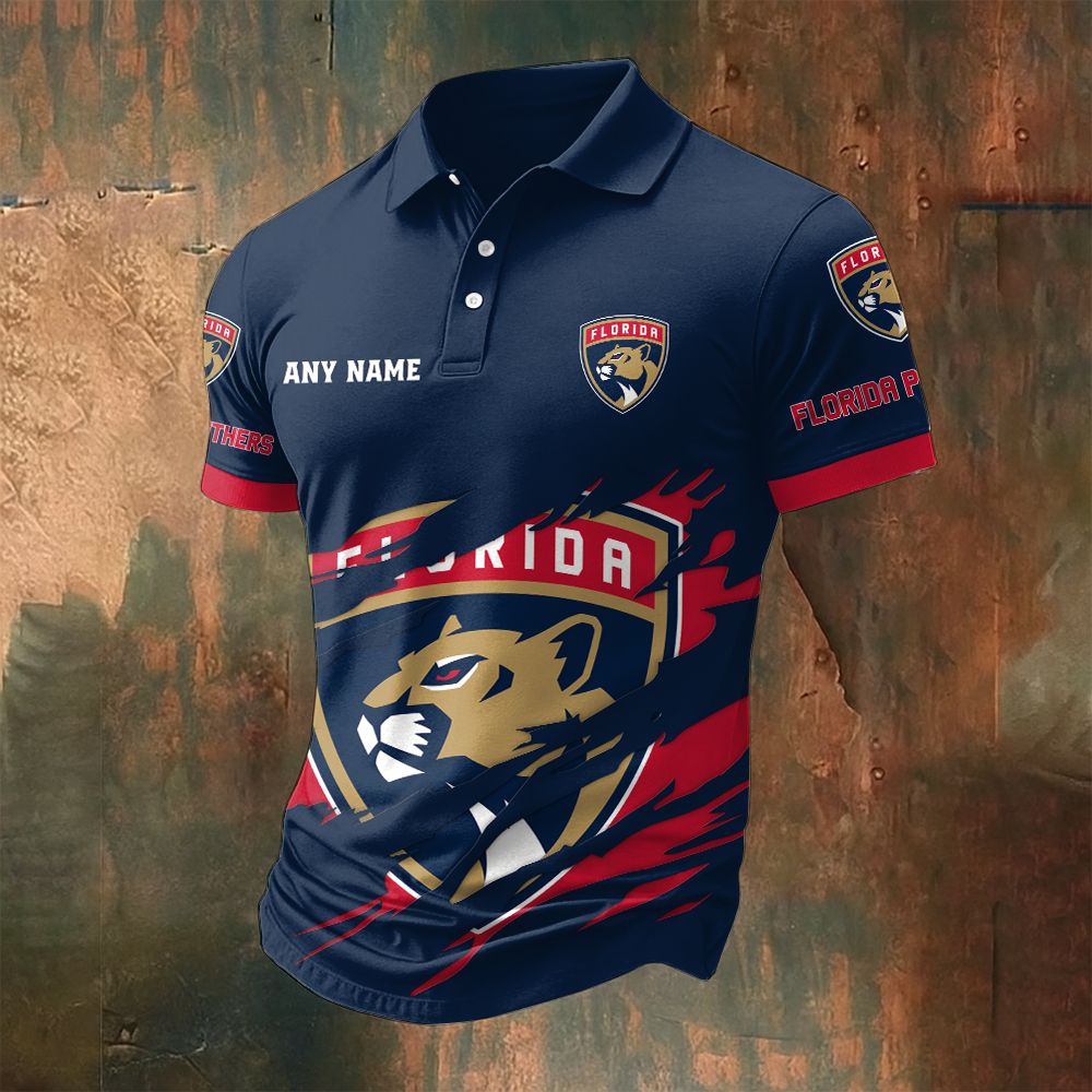 LIMITED EDITION - NEW CUSTOMIZED NHL01 FPT FLORIDA PANTHERS POLO SHIRT