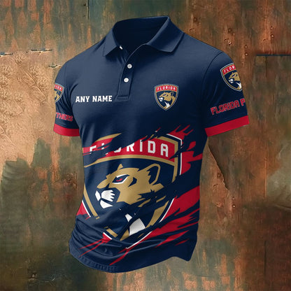 LIMITED EDITION - NEW CUSTOMIZED NHL01 FPT FLORIDA PANTHERS POLO SHIRT
