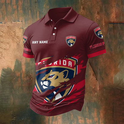 LIMITED EDITION - NEW CUSTOMIZED NHL01 FPT FLORIDA PANTHERS POLO SHIRT