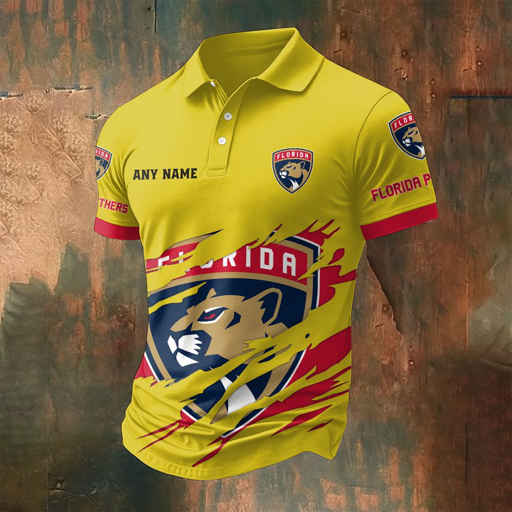 LIMITED EDITION - NEW CUSTOMIZED NHL01 FPT FLORIDA PANTHERS POLO SHIRT