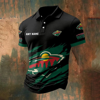 LIMITED EDITION - NEW CUSTOMIZED NHL13 MNW MINNESOTA WILD POLO SHIRT