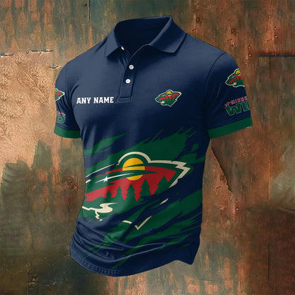 LIMITED EDITION - NEW CUSTOMIZED NHL13 MNW MINNESOTA WILD POLO SHIRT