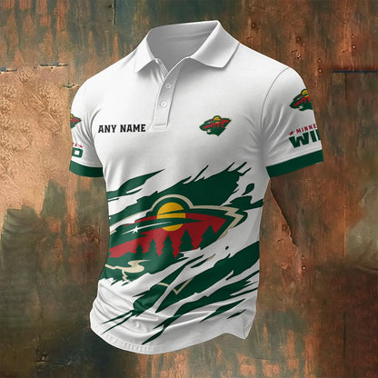 LIMITED EDITION - NEW CUSTOMIZED NHL13 MNW MINNESOTA WILD POLO SHIRT