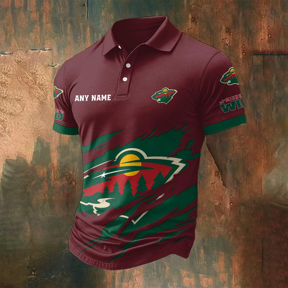 LIMITED EDITION - NEW CUSTOMIZED NHL13 MNW MINNESOTA WILD POLO SHIRT