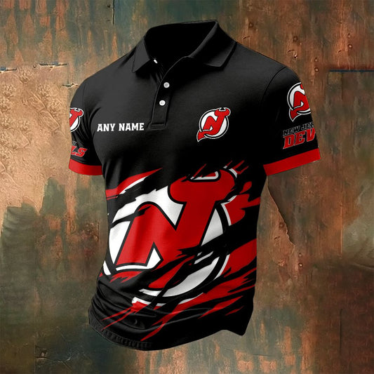 LIMITED EDITION - NEW CUSTOMIZED NHL06 NJD NEW JERSEY DEVILS POLO SHIRT