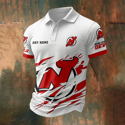 LIMITED EDITION - NEW CUSTOMIZED NHL06 NJD NEW JERSEY DEVILS POLO SHIRT