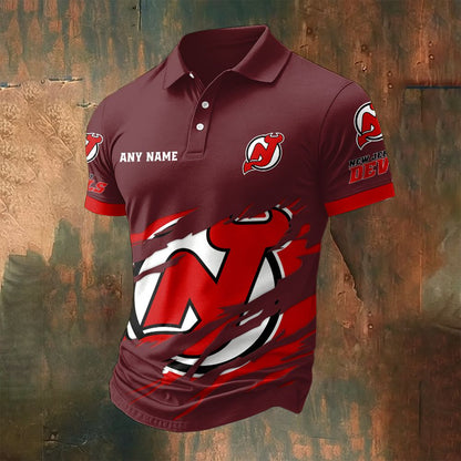 LIMITED EDITION - NEW CUSTOMIZED NHL06 NJD NEW JERSEY DEVILS POLO SHIRT