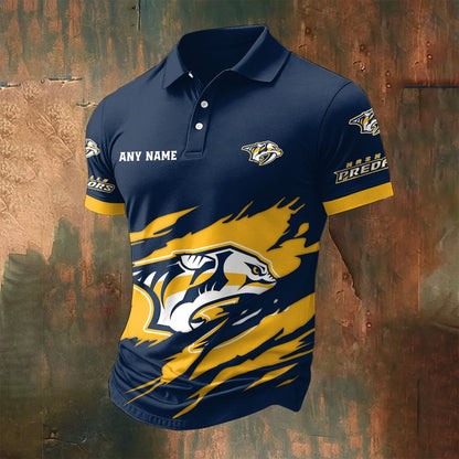 LIMITED EDITION - NEW CUSTOMIZED NHL31 NVP NASHVILLE PREDATORS POLO SHIRT