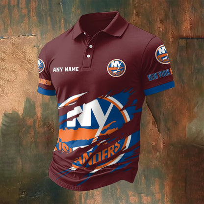 LIMITED EDITION - NEW CUSTOMIZED NHL25 NYI NEW YORK ISLANDERS POLO SHIRT