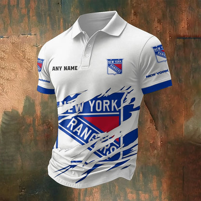 LIMITED EDITION - NEW CUSTOMIZED NHL24 NYR NEW YORK RANGERS POLO SHIRT
