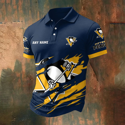 LIMITED EDITION - NEW CUSTOMIZED NHL26 PBP PITTSBURGH PENGUINS POLO SHIRT