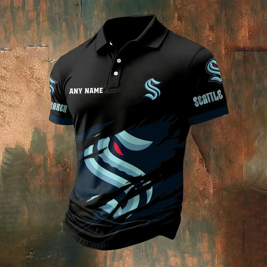 LIMITED EDITION - NEW CUSTOMIZED NHL20 STK SEATTLE KRAKEN POLO SHIRT