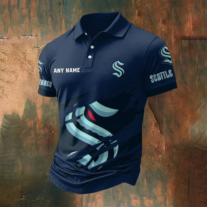 LIMITED EDITION - NEW CUSTOMIZED NHL20 STK SEATTLE KRAKEN POLO SHIRT