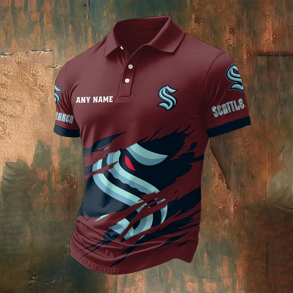 LIMITED EDITION - NEW CUSTOMIZED NHL20 STK SEATTLE KRAKEN POLO SHIRT