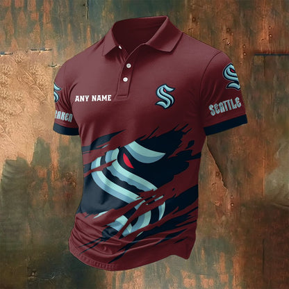 LIMITED EDITION - NEW CUSTOMIZED NHL20 STK SEATTLE KRAKEN POLO SHIRT