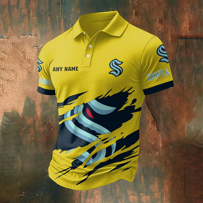 LIMITED EDITION - NEW CUSTOMIZED NHL20 STK SEATTLE KRAKEN POLO SHIRT