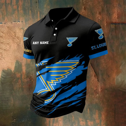 LIMITED EDITION - NEW CUSTOMIZED NHL14 SLB ST. LOUIS BLUES POLO SHIRT