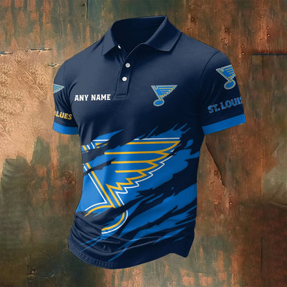 LIMITED EDITION - NEW CUSTOMIZED NHL14 SLB ST. LOUIS BLUES POLO SHIRT