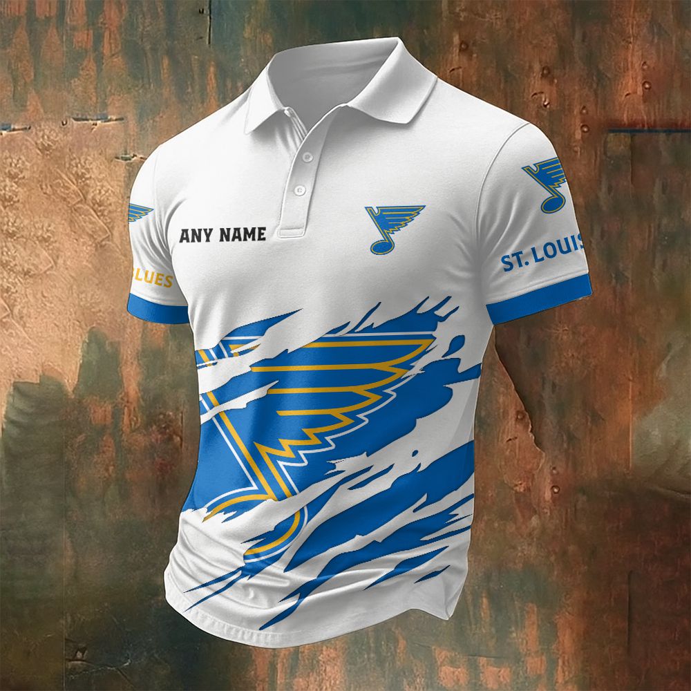 LIMITED EDITION - NEW CUSTOMIZED NHL14 SLB ST. LOUIS BLUES POLO SHIRT