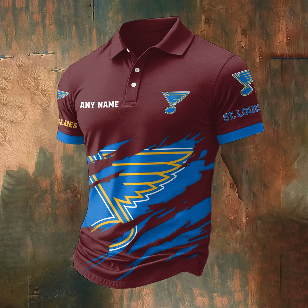 LIMITED EDITION - NEW CUSTOMIZED NHL14 SLB ST. LOUIS BLUES POLO SHIRT