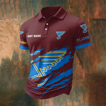LIMITED EDITION - NEW CUSTOMIZED NHL14 SLB ST. LOUIS BLUES POLO SHIRT