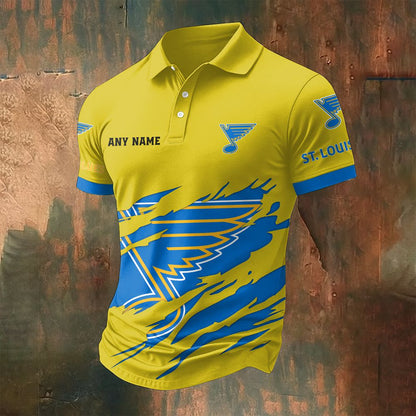 LIMITED EDITION - NEW CUSTOMIZED NHL14 SLB ST. LOUIS BLUES POLO SHIRT