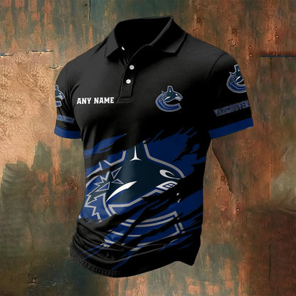 LIMITED EDITION - NEW CUSTOMIZED NHL19 VCC VANCOUVER CANUCKS POLO SHIRT