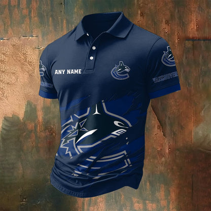 LIMITED EDITION - NEW CUSTOMIZED NHL19 VCC VANCOUVER CANUCKS POLO SHIRT