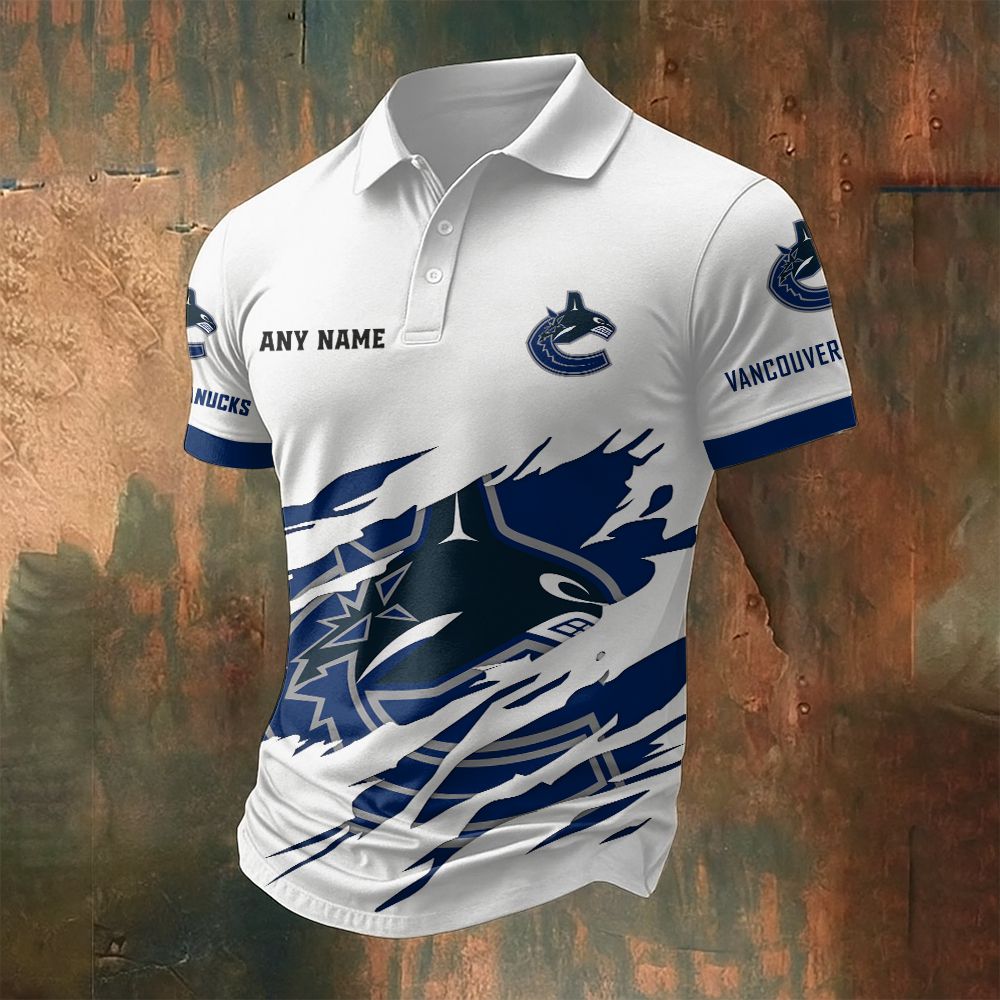 LIMITED EDITION - NEW CUSTOMIZED NHL19 VCC VANCOUVER CANUCKS POLO SHIRT