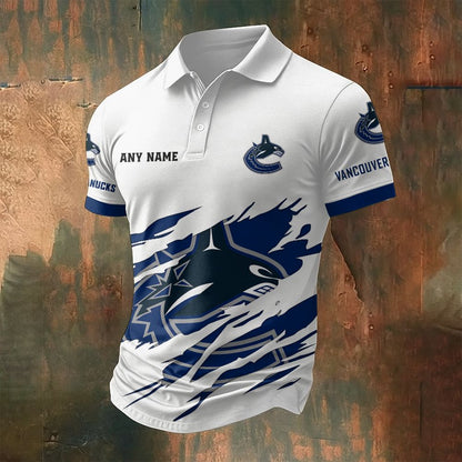 LIMITED EDITION - NEW CUSTOMIZED NHL19 VCC VANCOUVER CANUCKS POLO SHIRT