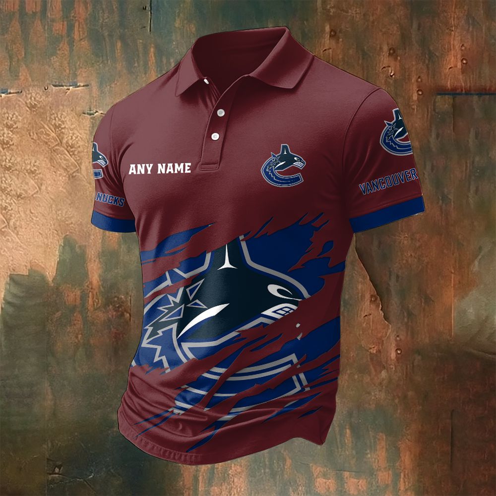 LIMITED EDITION - NEW CUSTOMIZED NHL19 VCC VANCOUVER CANUCKS POLO SHIRT