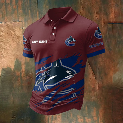 LIMITED EDITION - NEW CUSTOMIZED NHL19 VCC VANCOUVER CANUCKS POLO SHIRT