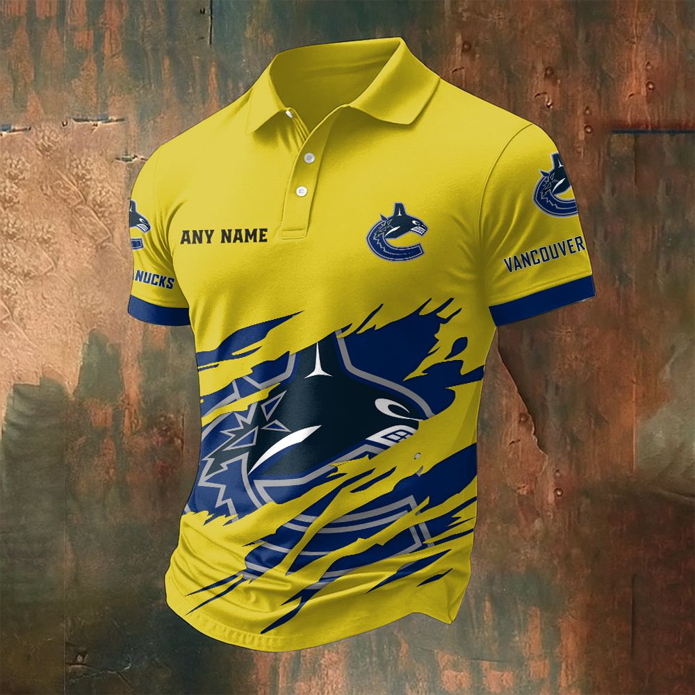 LIMITED EDITION - NEW CUSTOMIZED NHL19 VCC VANCOUVER CANUCKS POLO SHIRT