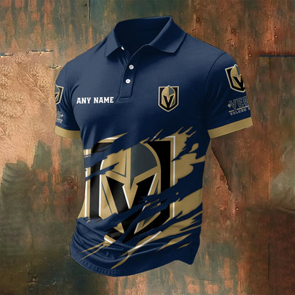 LIMITED EDITION - NEW CUSTOMIZED NHL04 VGK VEGAS GOLDEN KNIGHTS POLO SHIRT