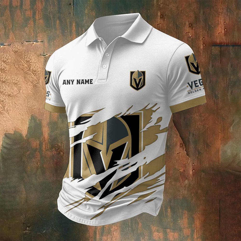LIMITED EDITION - NEW CUSTOMIZED NHL04 VGK VEGAS GOLDEN KNIGHTS POLO SHIRT