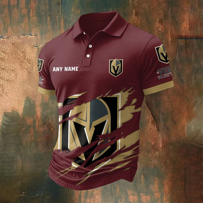 LIMITED EDITION - NEW CUSTOMIZED NHL04 VGK VEGAS GOLDEN KNIGHTS POLO SHIRT