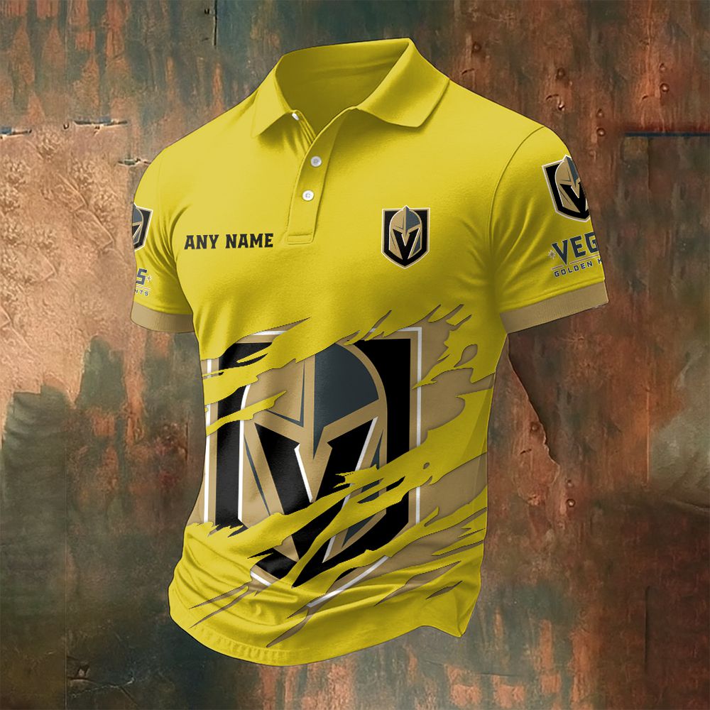 LIMITED EDITION - NEW CUSTOMIZED NHL04 VGK VEGAS GOLDEN KNIGHTS POLO SHIRT