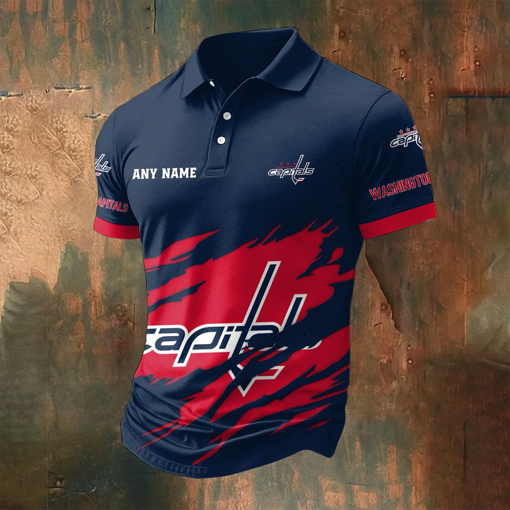 LIMITED EDITION - NEW CUSTOMIZED NHL10 WCP WASHINGTON CAPITALS POLO SHIRT